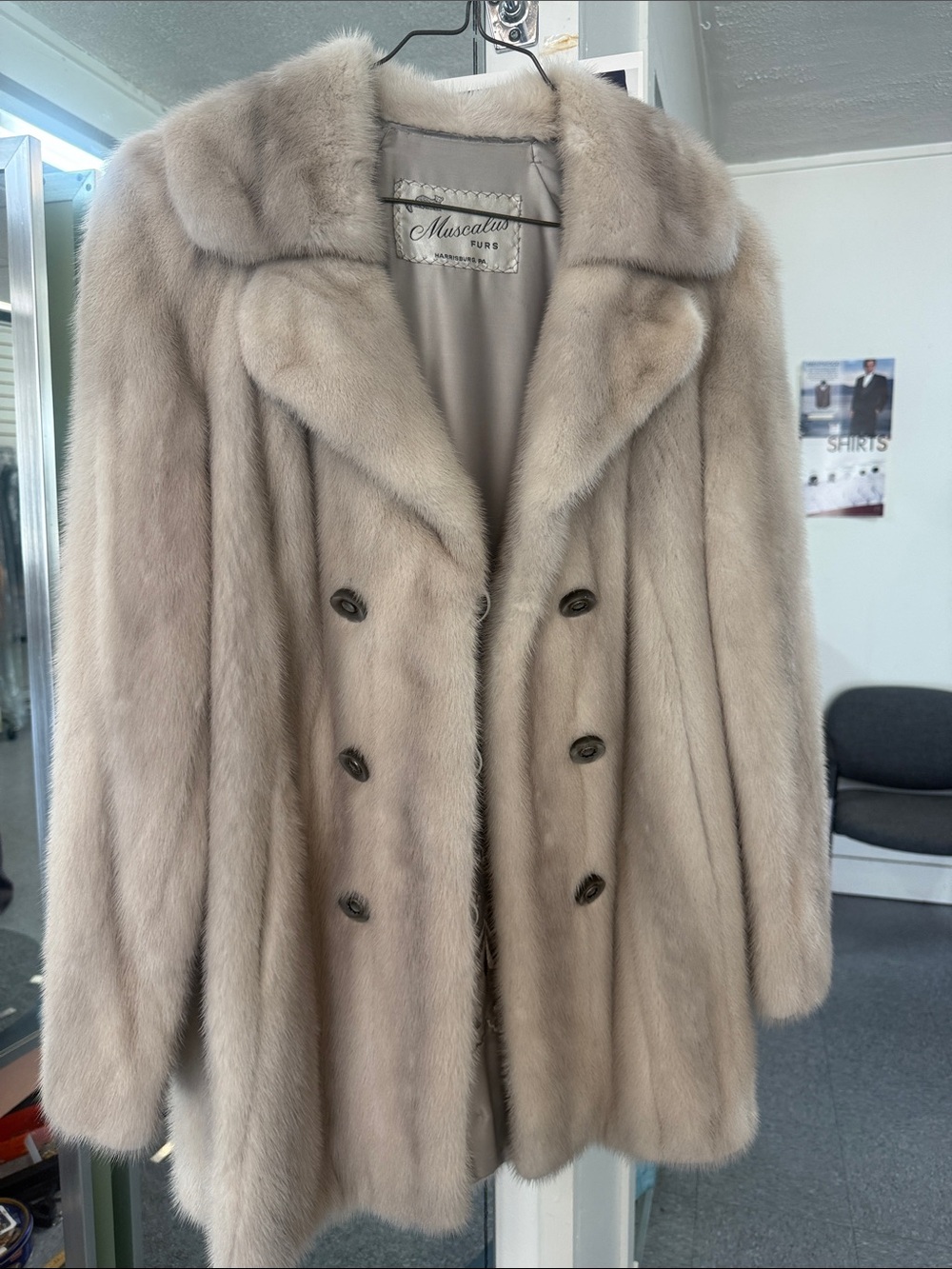 Women's Light Beige Double-Breasted Mink Coat